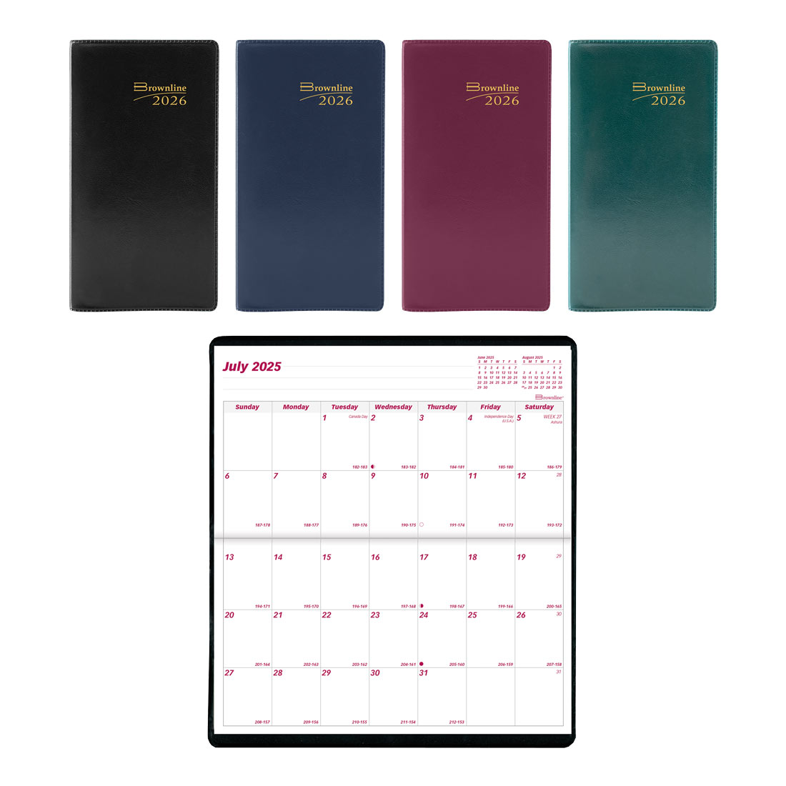18-Month Pocket Planner, 2025-2026, Assorted, Brownline CA12.AST-26