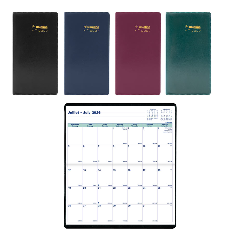 Blueline 18-Month Pocket Planner, Assorted Colours, 2026-2027 - Bilingual CA12B.AST