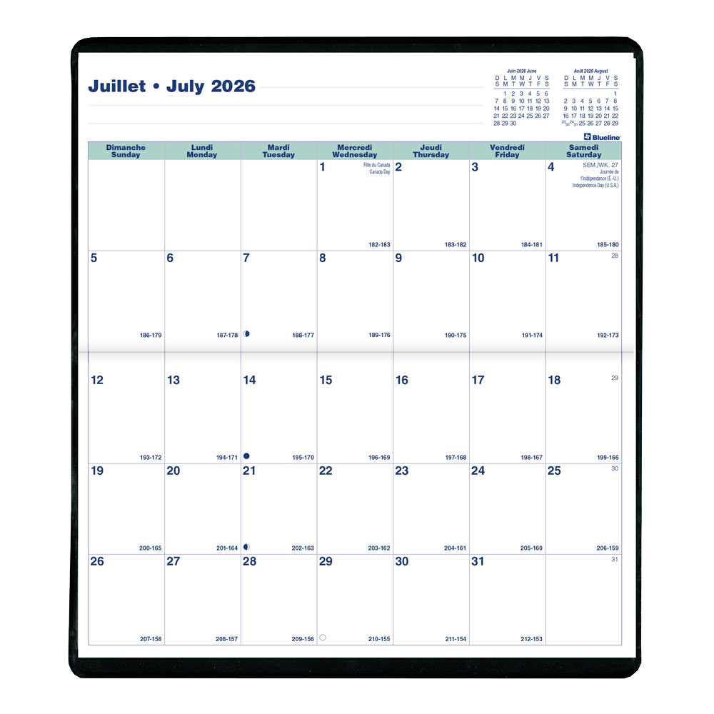 Blueline 18-Month Pocket Planner, Assorted Colours, 2026-2027 - Bilingual CA12B.AST