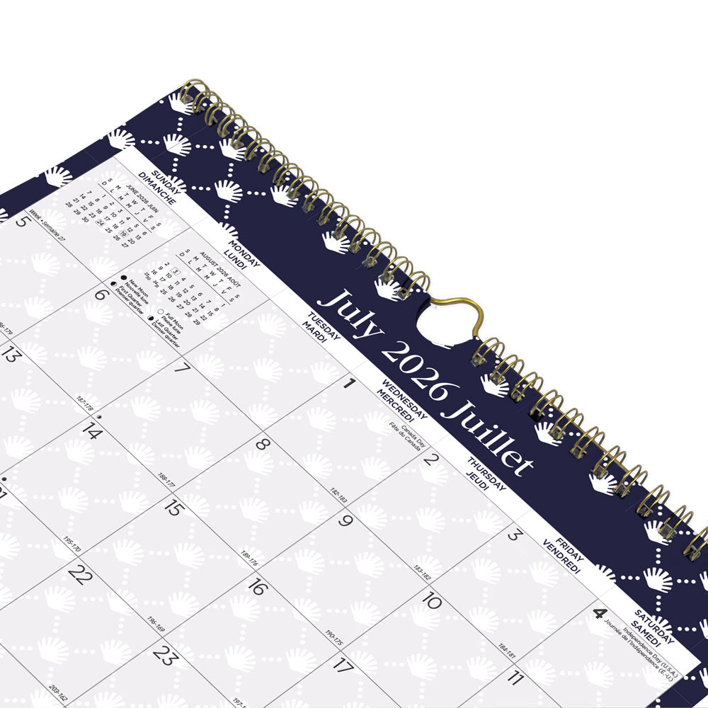 Blueline Academic Monthly Small Wall Calendar 2027, Bilingual, Nautical CA171113B