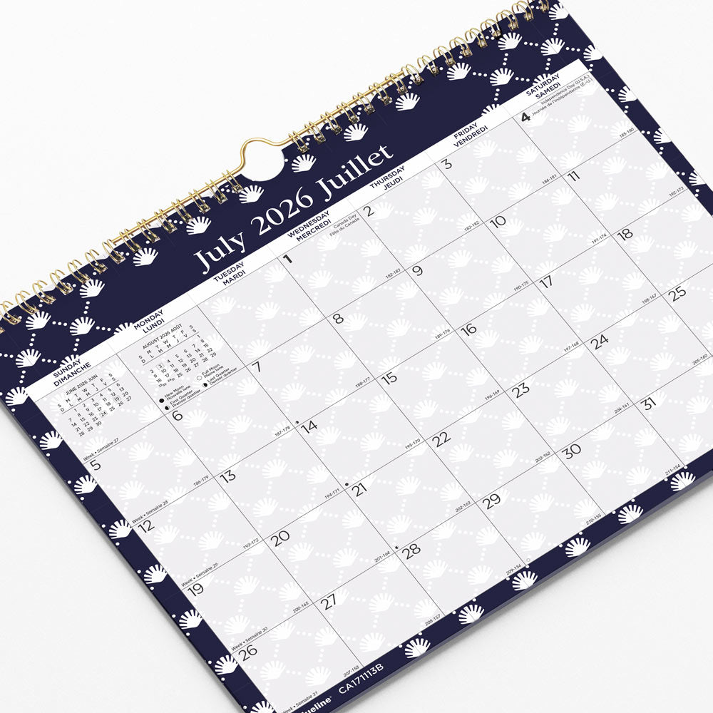 Blueline Academic Monthly Small Wall Calendar 2027, Bilingual, Nautical CA171113B
