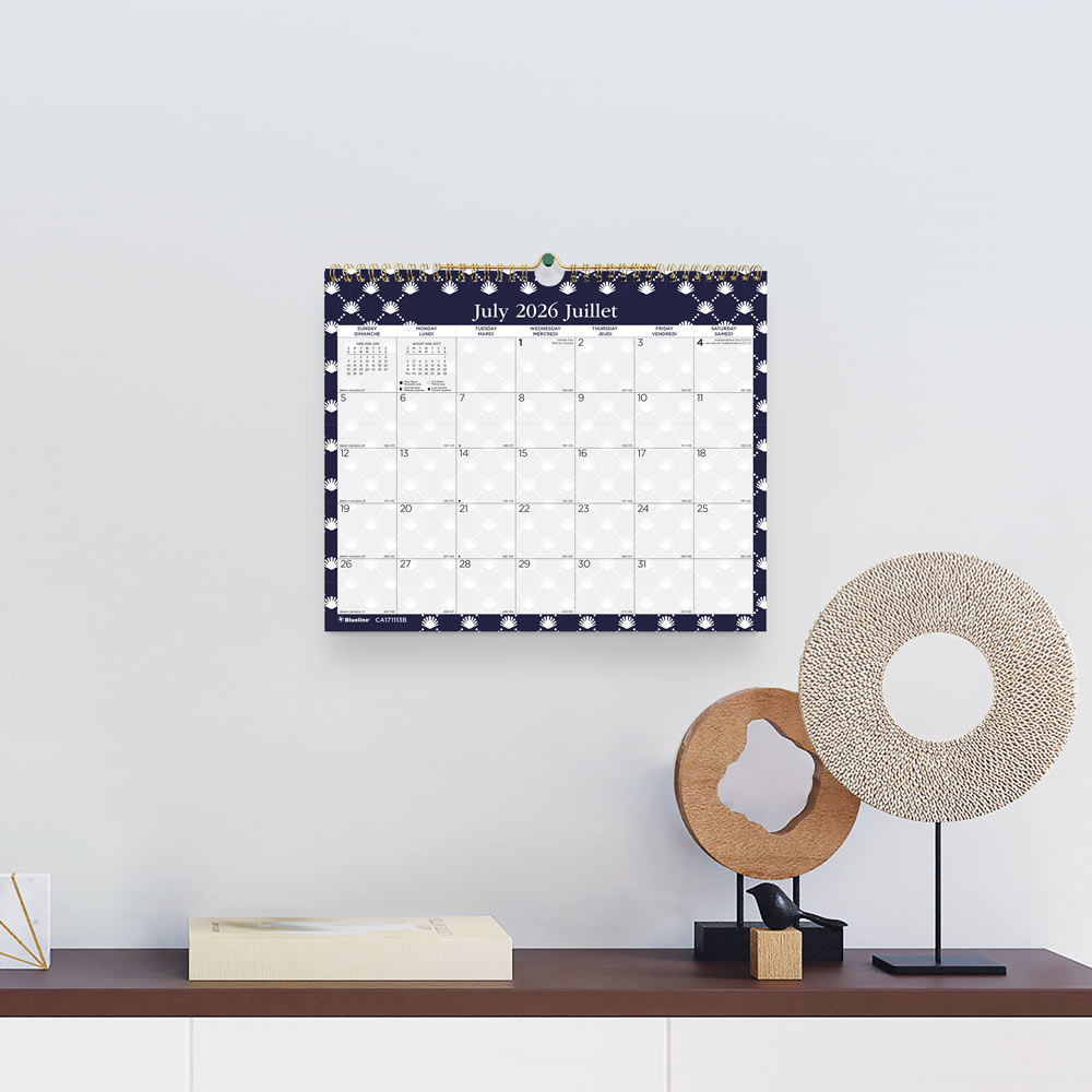 Blueline Academic Monthly Small Wall Calendar 2027, Bilingual, Nautical CA171113B