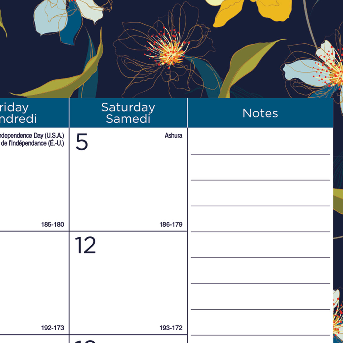 Academic 18-Month Desk Pad Calendar, Blossom, 2025-2026 - Bilingual - Blueline CA1716BBD-26