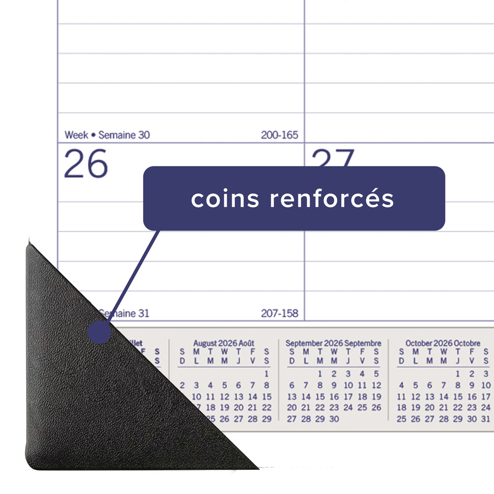 Blueline DuraGlobe™ Academic Monthly Desk Pad Calendar, Bamboo, 2026-2027 - Bilingual CA177227B