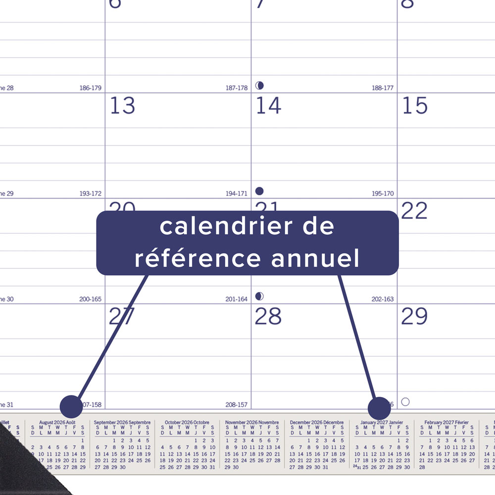 Blueline DuraGlobe™ Academic Monthly Desk Pad Calendar, Bamboo, 2026-2027 - Bilingual CA177227B