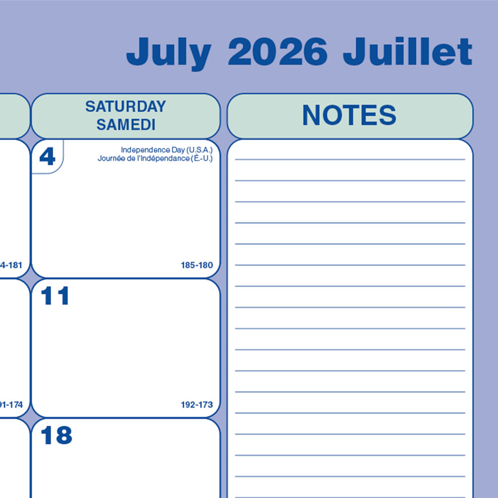Blueline Academic Monthly Desk Pad Calendar, Classic, 2026-2027 - Bilingual CA181711B