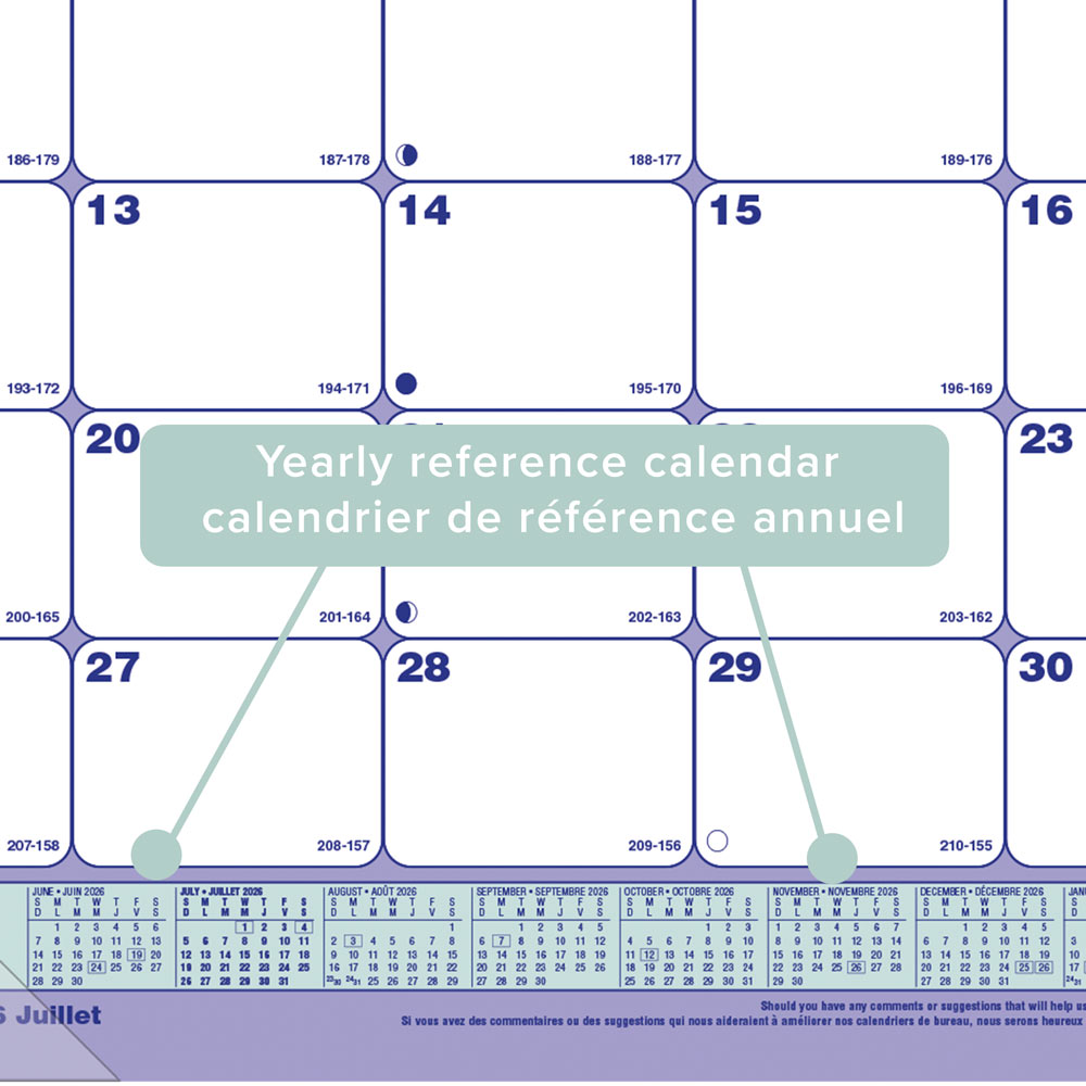 Blueline Academic Monthly Desk Pad Calendar, Classic, 2026-2027 - Bilingual CA181711B