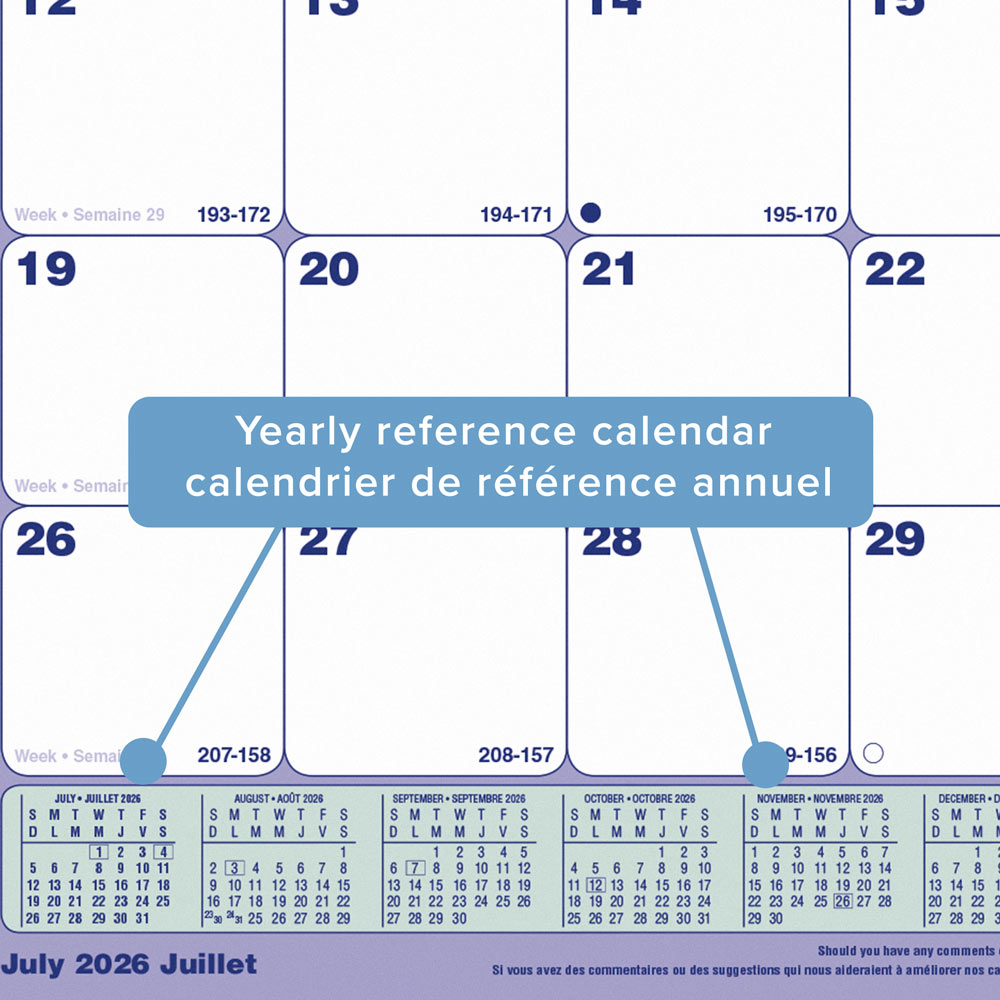 Blueline Academic Monthly Desk Pad Calendar, Classic, 2026-2027 - Bilingual CA181721B