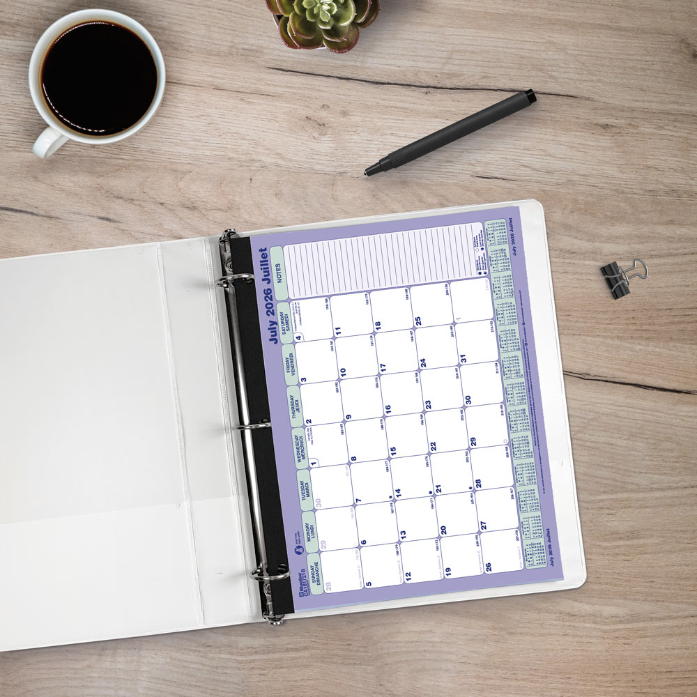 Blueline Academic Monthly Desk Pad Calendar, Classic, 2026-2027 - Bilingual CA181721B