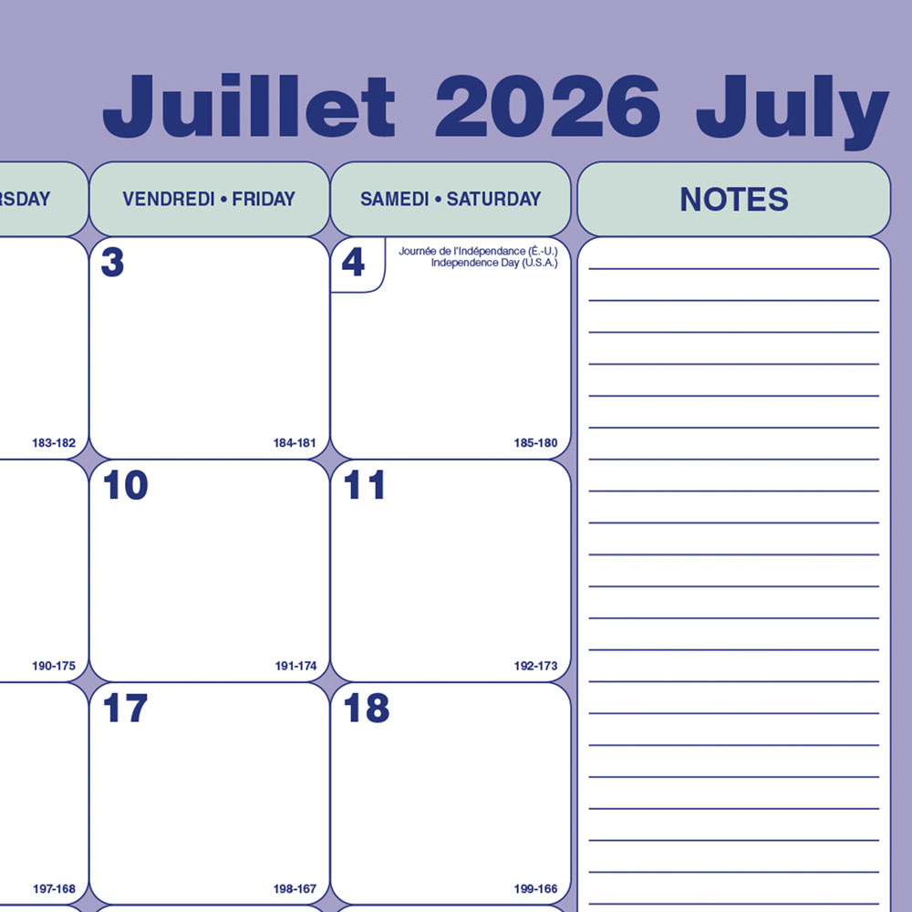 Blueline Academic Monthly Desk Pad Calendar, Classic, 2026-2027 - Bilingual CA181731B
