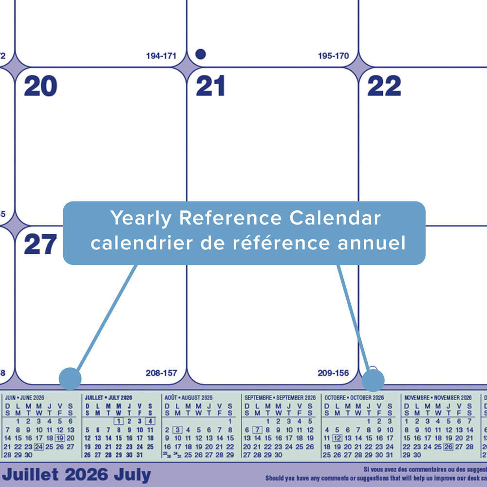 Blueline Academic Monthly Desk Pad Calendar, Classic, 2026-2027 - Bilingual CA181731B
