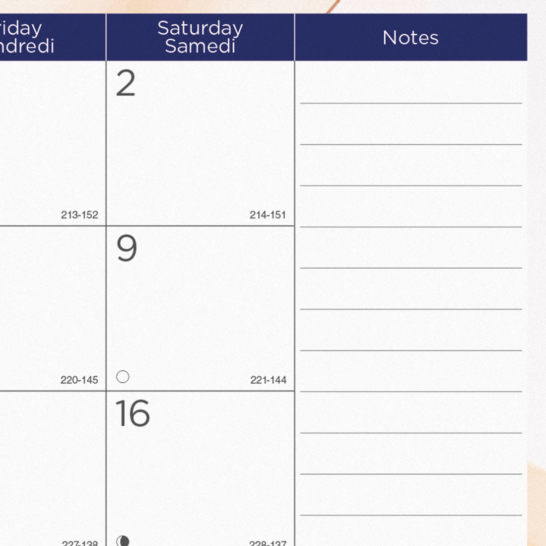 Colourful Academic Monthly Desk Pad Calendar, Marble, 2025-2026 - Bilingual - Blueline CA194117B-26