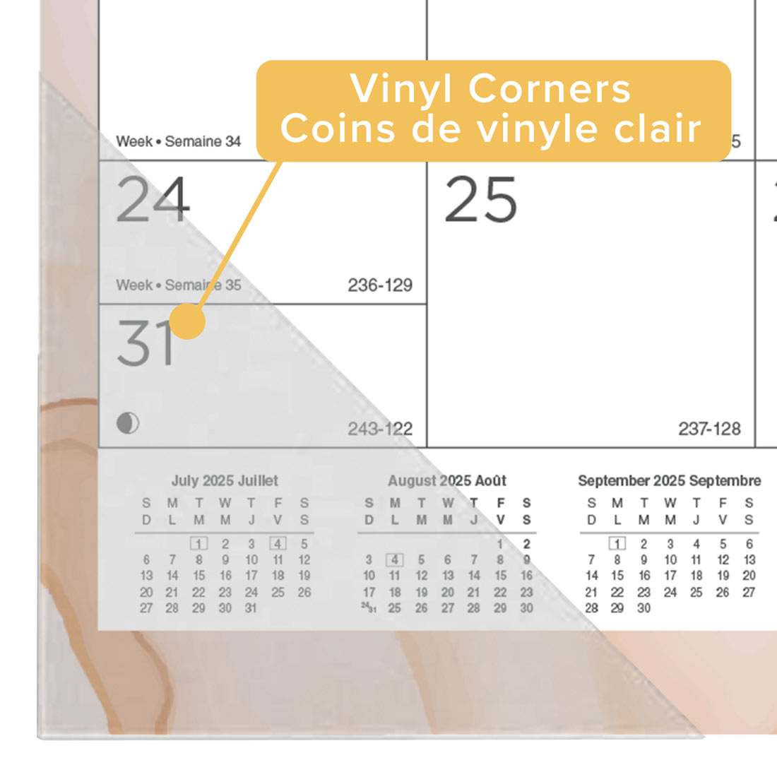 Colourful Academic Monthly Desk Pad Calendar, Marble, 2025-2026 - Bilingual - Blueline CA194117B-26