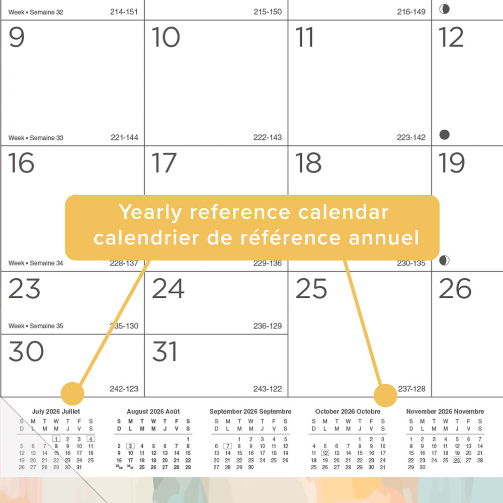 Blueline Academic Monthly Desk Pad Calendar, Splash, 2026-2027 - Bilingual CA194117B
