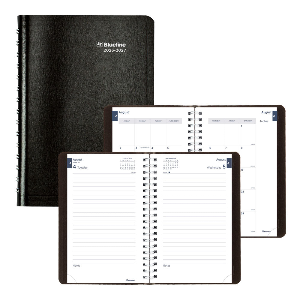 Blueline Academic Daily Planner, Classic Black, 2026-2027 - English CA201.BLK