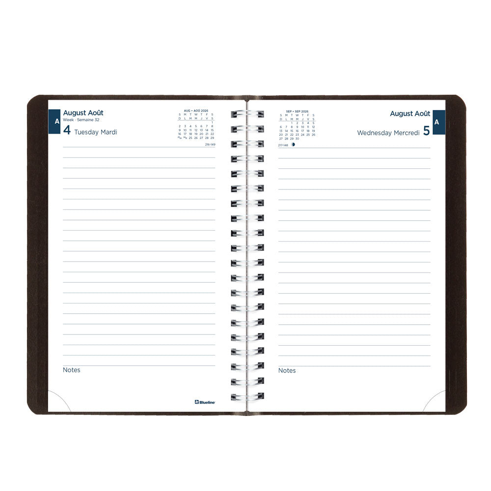 Blueline Academic Daily Planner, Classic Black, 2026-2027 - Bilingual CA201B.BLK