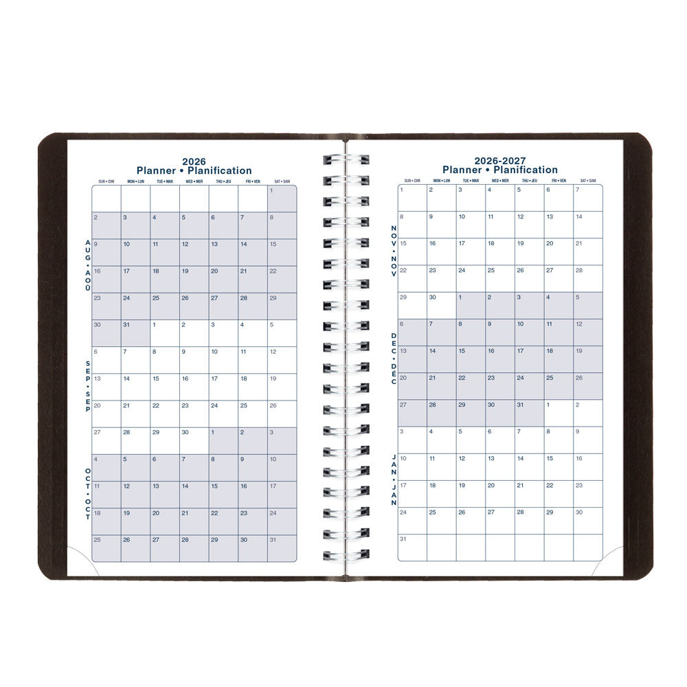 Blueline Academic Daily Planner, Classic Black, 2026-2027 - Bilingual CA201B.BLK