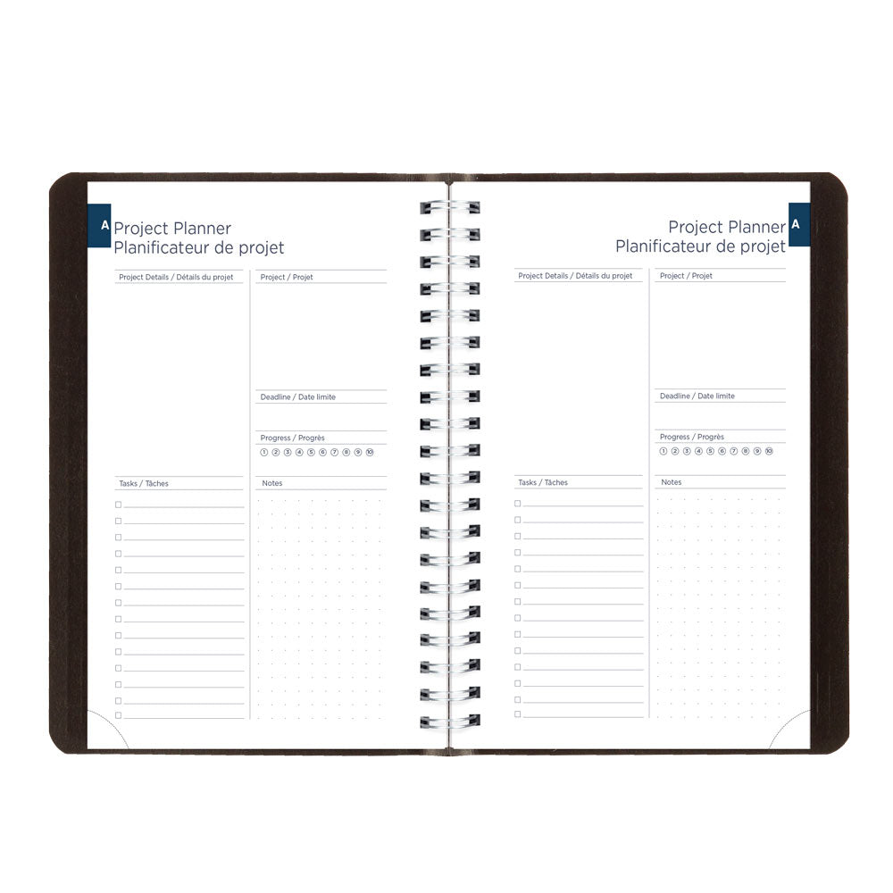 Blueline Academic Daily Planner, Classic Black, 2026-2027 - Bilingual CA201B.BLK