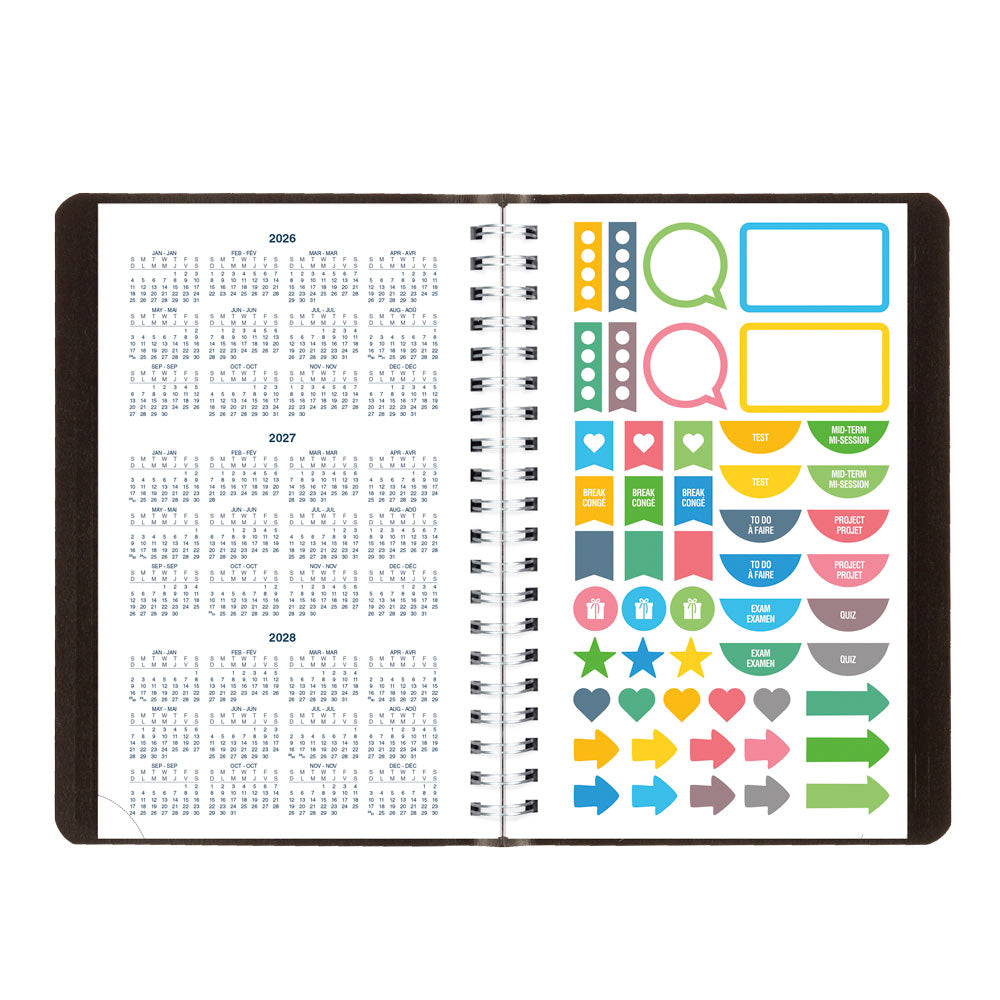 Blueline Academic Daily Planner, Classic Black, 2026-2027 - Bilingual CA201B.BLK