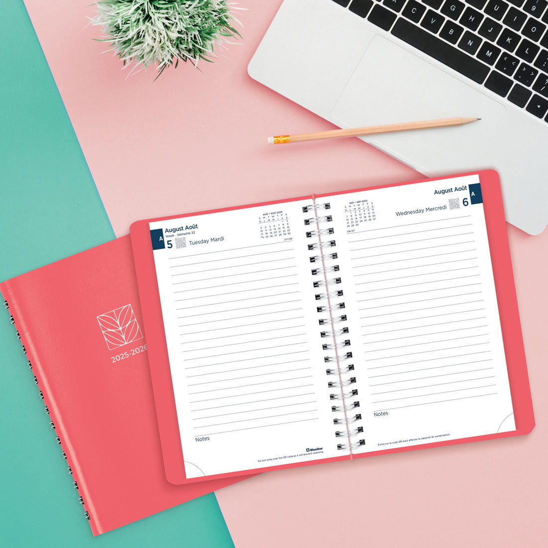 Academic Daily Planner, Fashion, 2025-2026 - Bilingual - Blueline CA201BF-26 #colour_fashion pink
