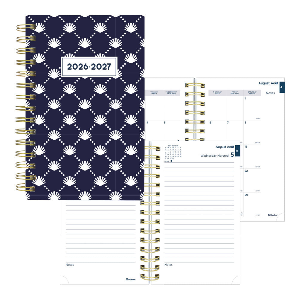 Blueline Academic Daily Planner, Nautical, 2026-2027 - Bilingual CA214BPH.03 #colour_shells