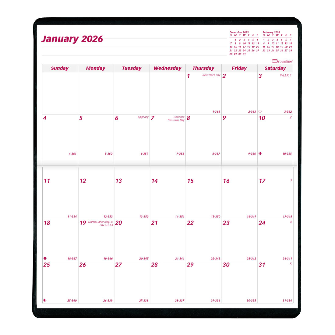 Brownline Two-Year Monthly Pocket Planner, Assorted Colours, 2026-2027 - English (CA24.AST-26)