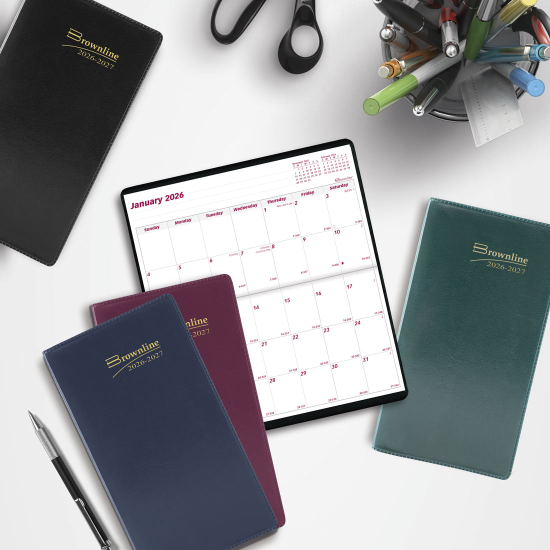 Brownline Two-Year Monthly Pocket Planner, Assorted Colours, 2026-2027 - English (CA24.AST-26)
