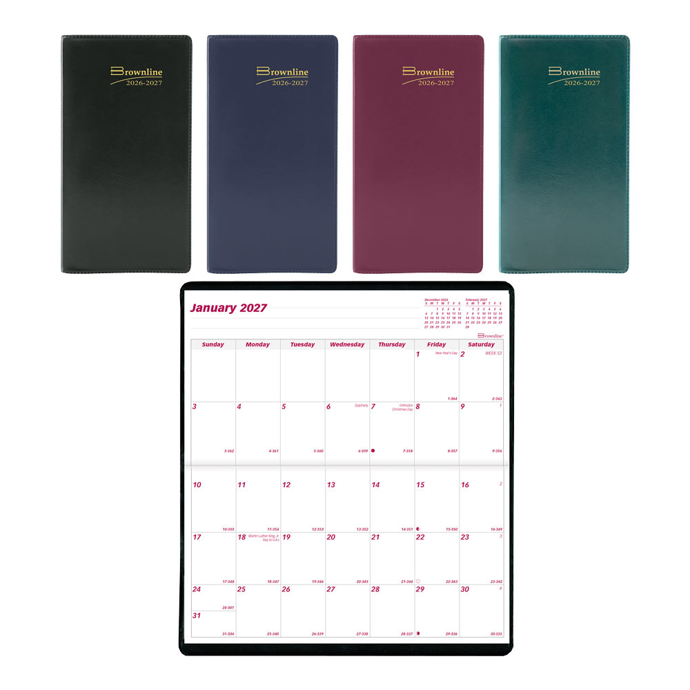 Brownline Monthly Two-Year Pocket Planner, Assorted Colours, 2027-2028 - English CA24.AST