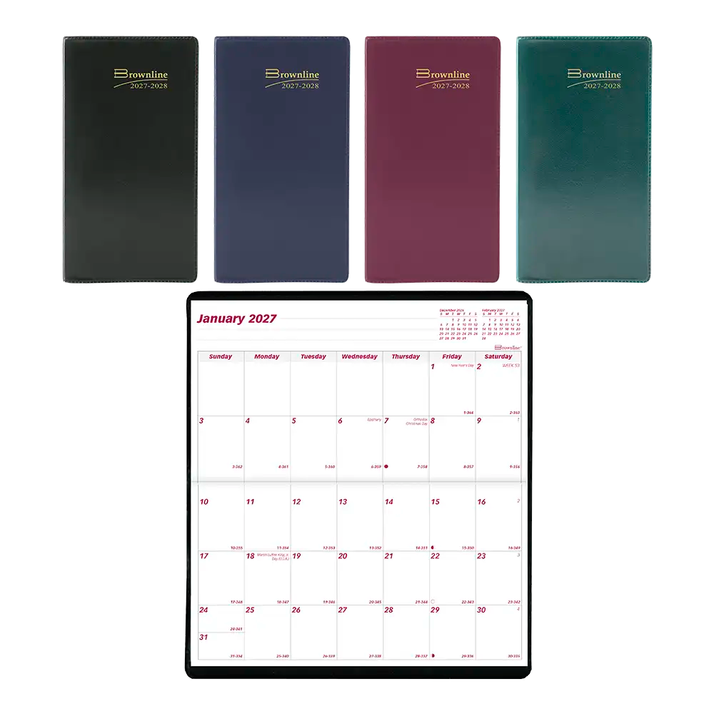Brownline Monthly Two-Year Pocket Planner, Assorted Colours, 2027-2028 - English (CA24.AST-27)
