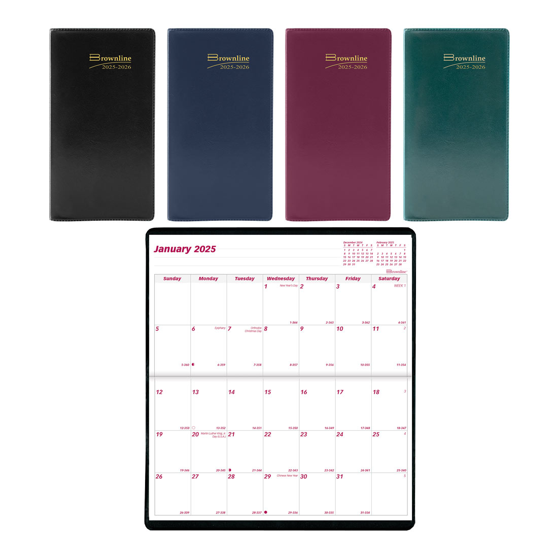 Two-Year Monthly Pocket Planner, Assorted Colors, 2026-2027, Brownline CA24.AST-26