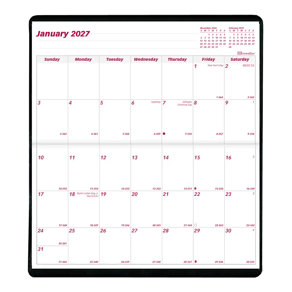 Brownline Monthly Two-Year Pocket Planner, Assorted Colours, 2027-2028 - English (CA24.AST-27)