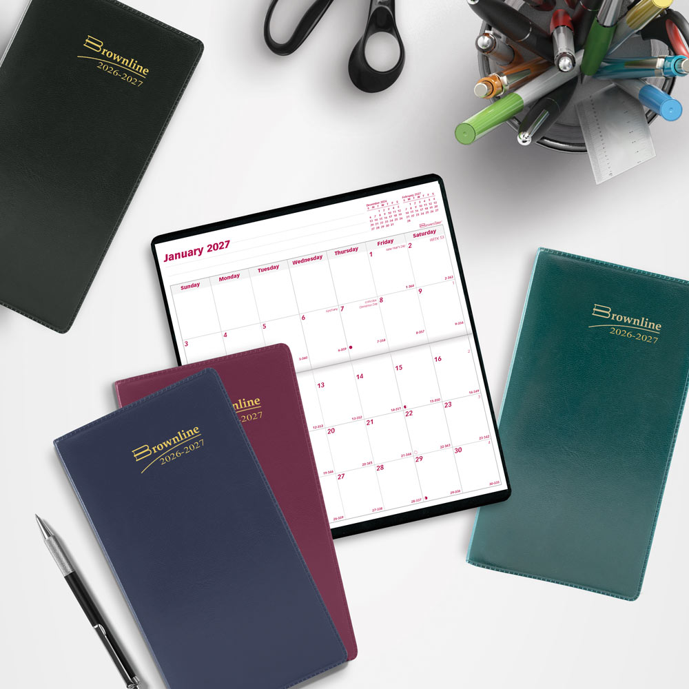 Brownline Monthly Two-Year Pocket Planner, Assorted Colours, 2027-2028 - English CA24.AST