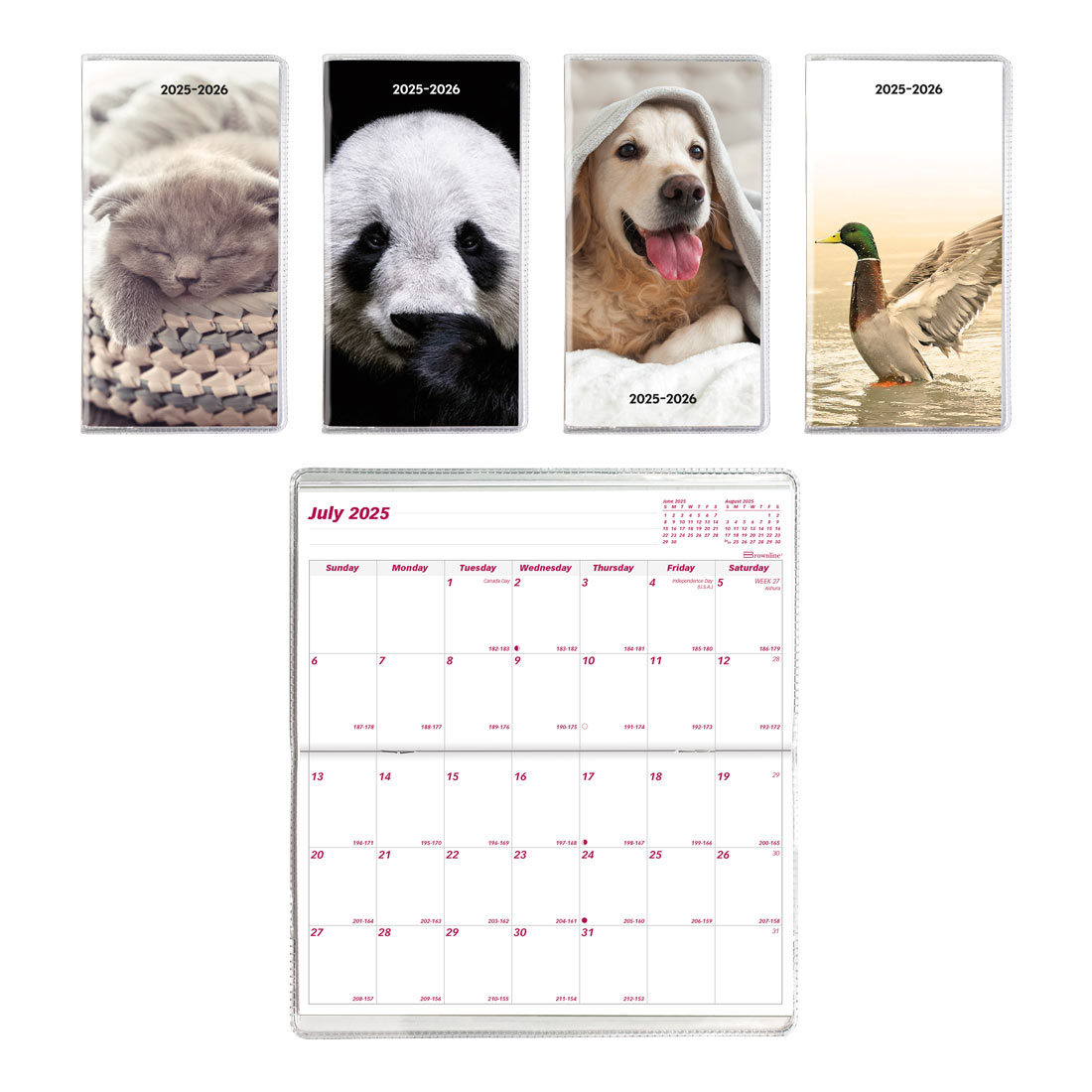 18-Month Pocket Planner, Animals, Assorted Designs, 2025-2026, Brownline CA412.ASX-26 #colour_default-title