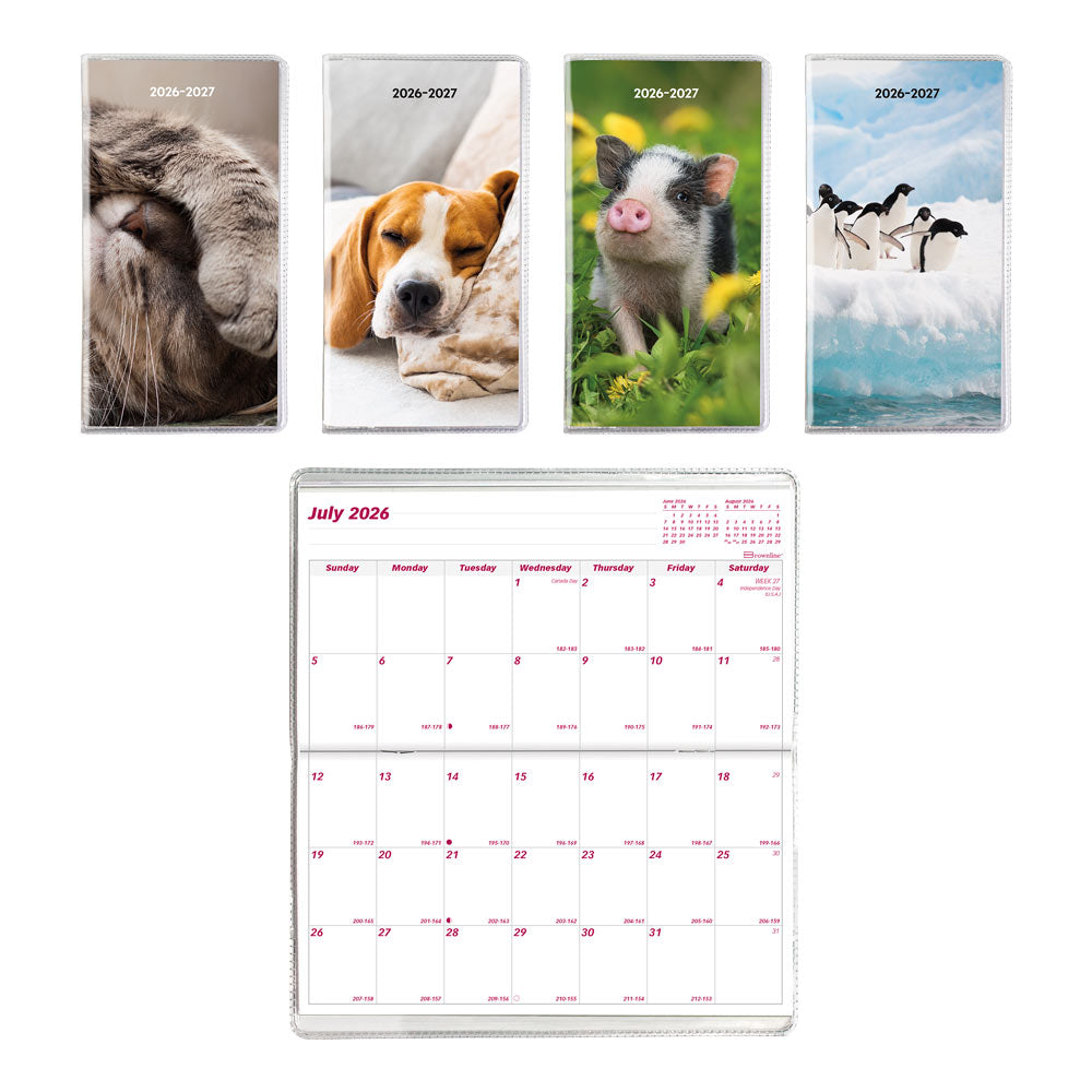 Brownline 18-Month Pocket Planner, Assorted Animal Designs, 2026-2027 - English CA412.ASX