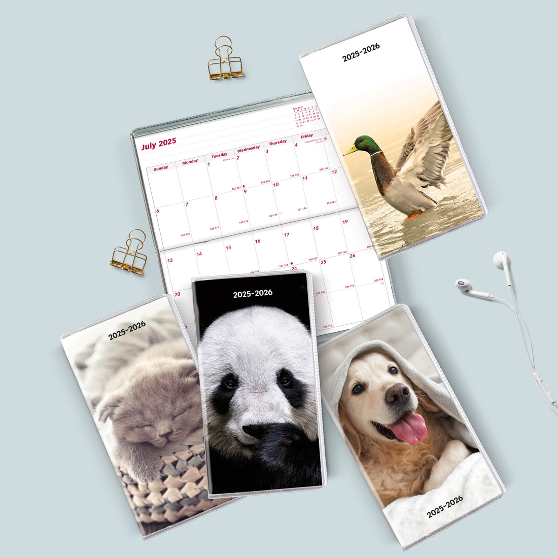 18-Month Pocket Planner, Animals, Assorted Designs, 2025-2026, Brownline CA412.ASX-26 #colour_default-title
