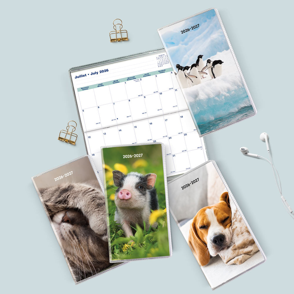 Blueline 18-Month Pocket Planner, Assorted Animal Designs, 2026-2027 - Bilingual CA412B.ASX