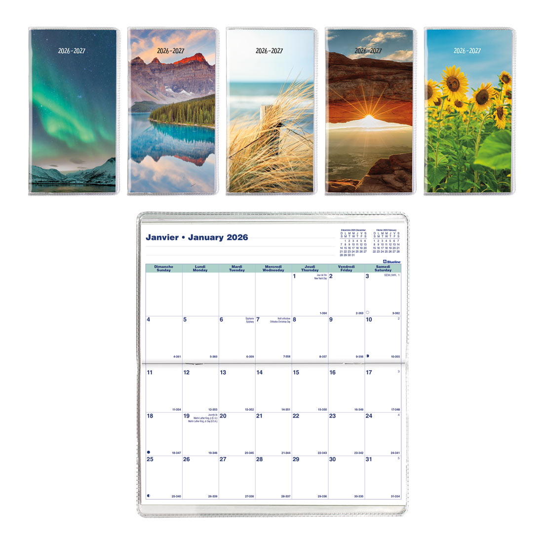Two-Year Monthly Pocket Planner, Assorted Designs, 2026-2027 - Bilingual - Blueline CA424B.ASX-26