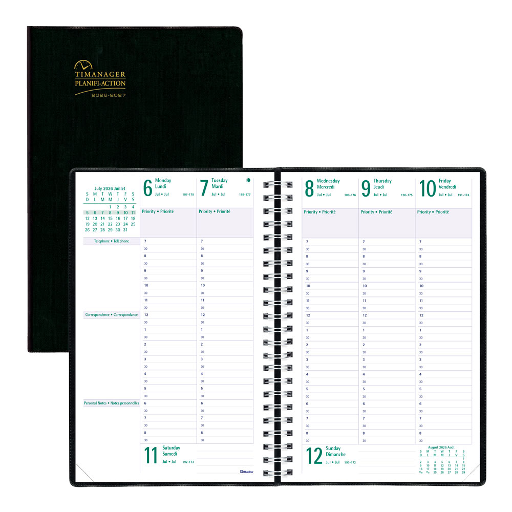 Blueline Timanager® Academic Weekly Planner, 2026-2027, Bilingual CA5918.81BT