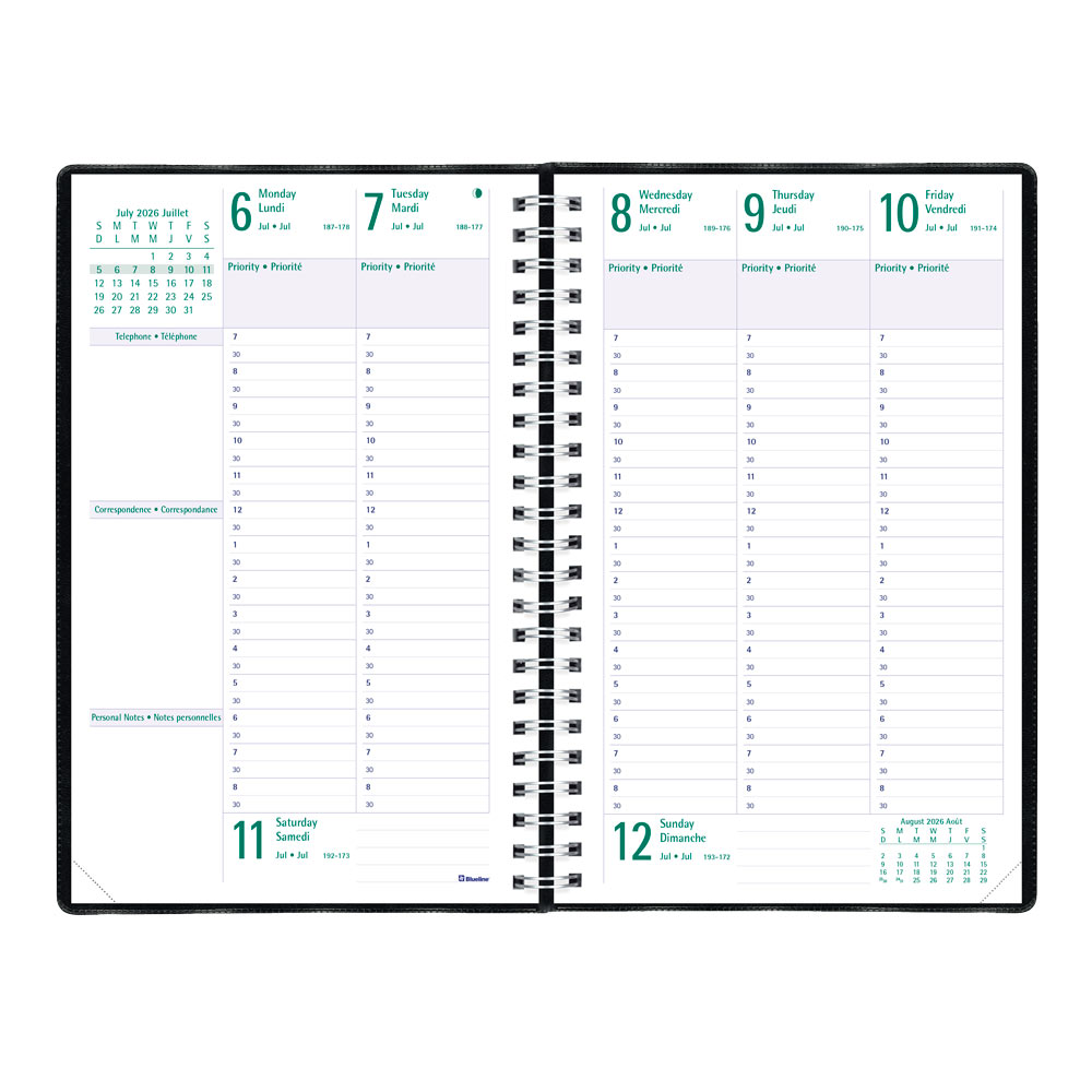 Blueline Timanager® Academic Weekly Planner, 2026-2027, Bilingual CA5918.81BT
