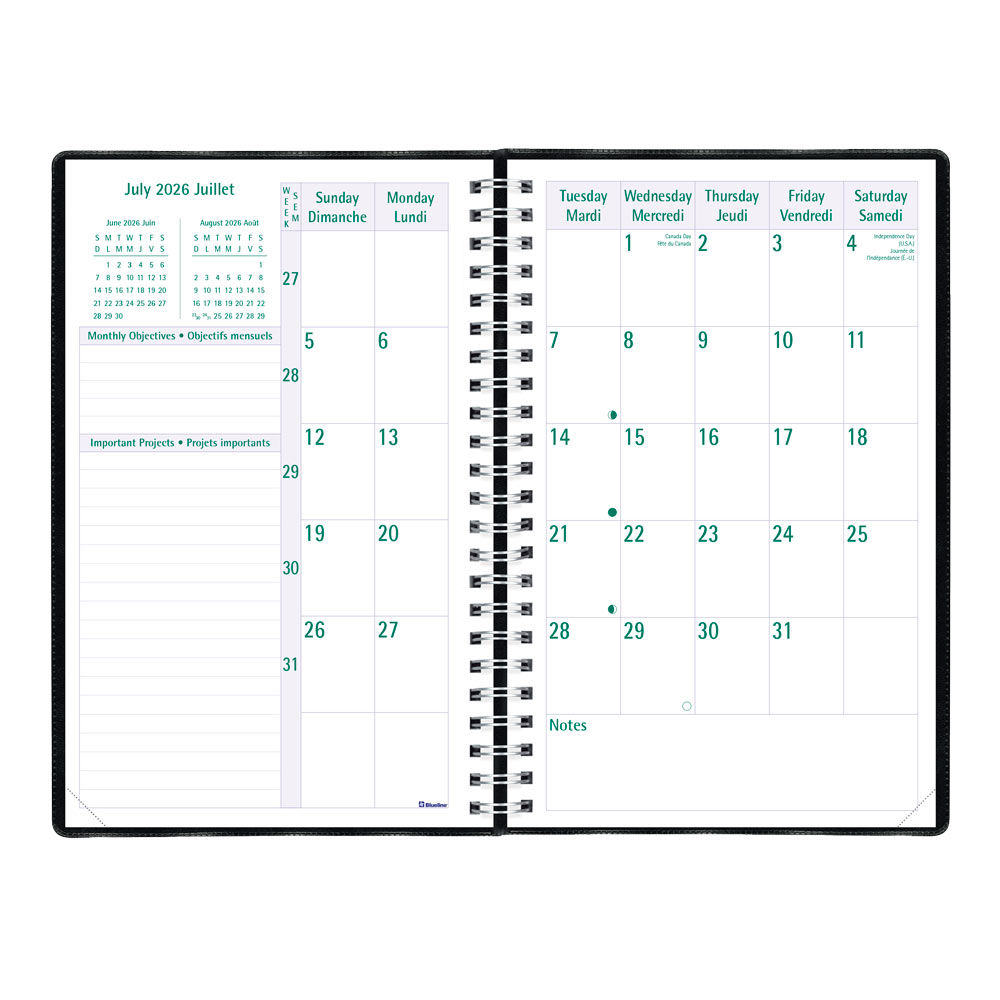 Blueline Timanager® Academic Weekly Planner, 2026-2027, Bilingual CA5918.81BT