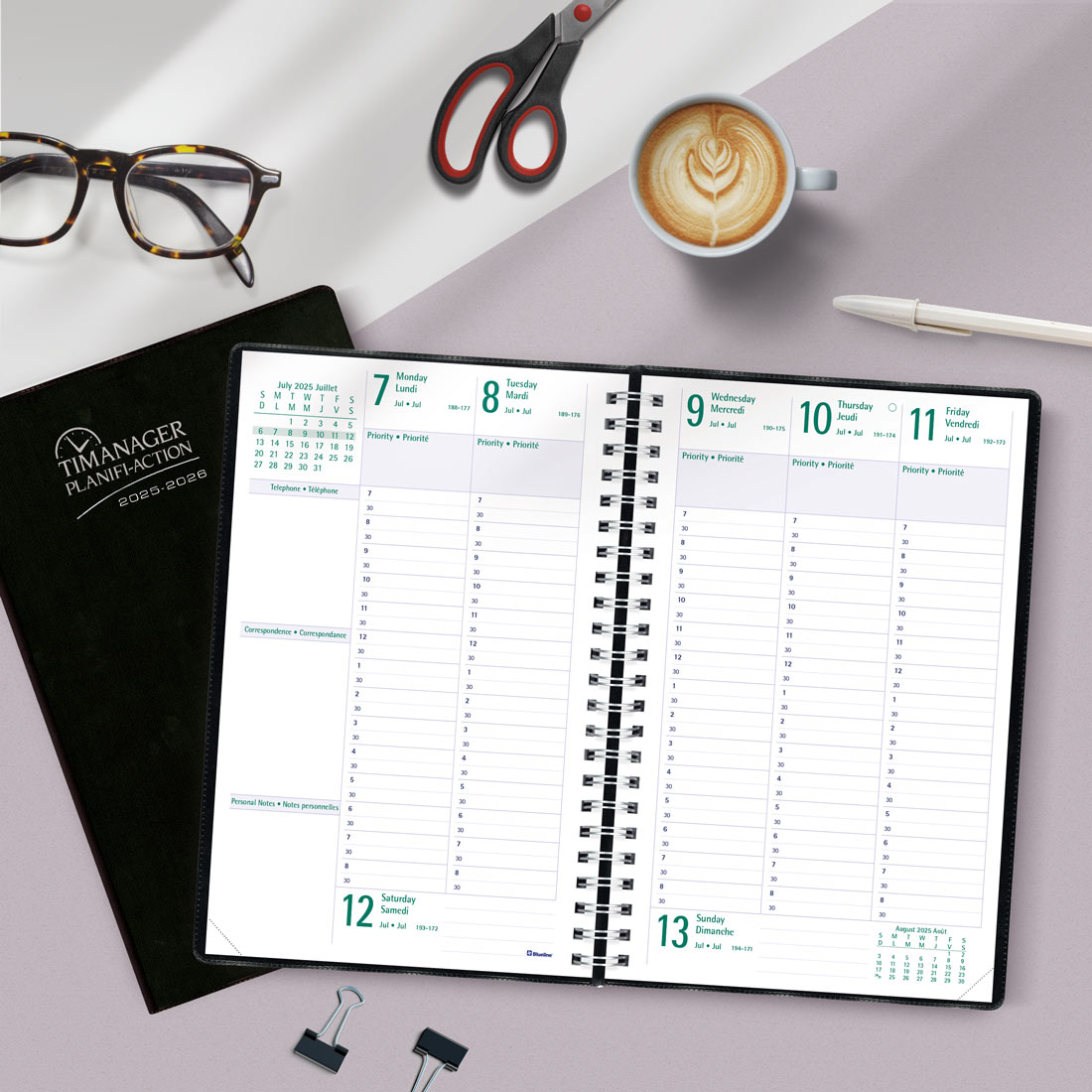 Timanager® Academic Weekly Planner, 2025-2026 - Bilingual - Blueline CA5918.81BT-26