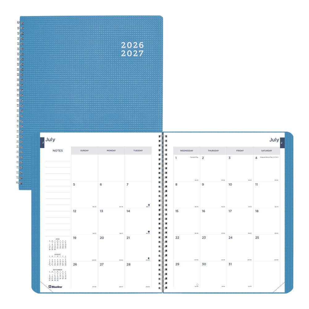 Blueline Academic Monthly Planner, DuraFlex, 2026-2027, English Assorted CA701V.ASX CA701V.BLU #colour_blue