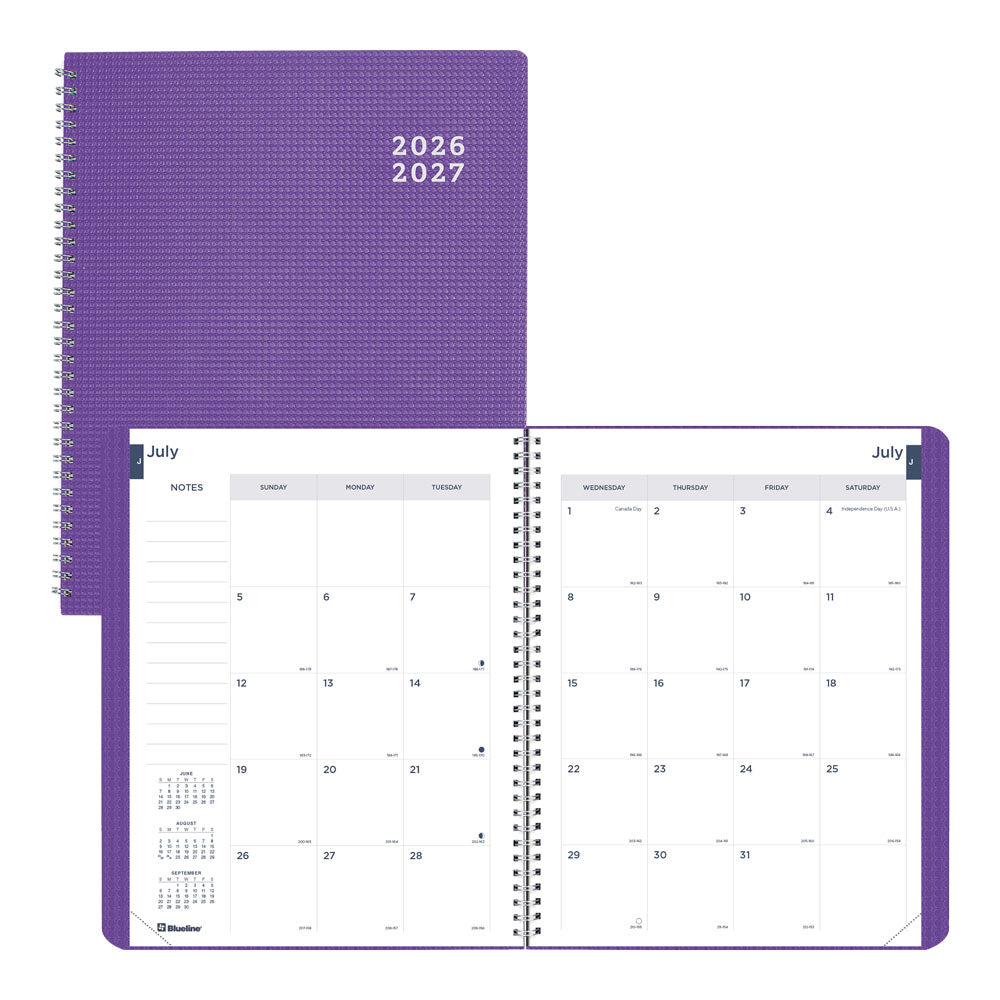 Blueline Academic Monthly Planner, DuraFlex, 2026-2027, English Assorted CA701V.ASX CA701V.PUR #colour_purple
