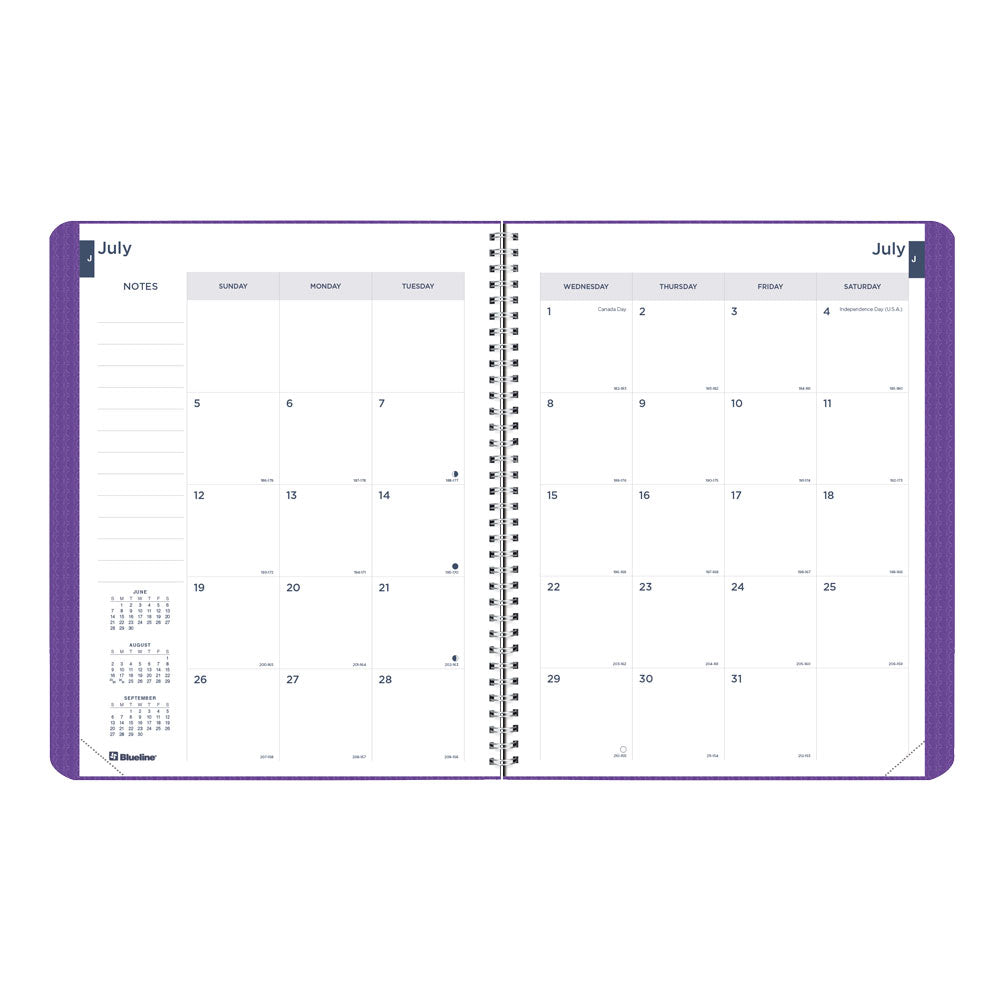 Blueline Academic Monthly Planner, DuraFlex, 2026-2027, English Assorted CA701V.ASX CA701V.PUR #colour_purple