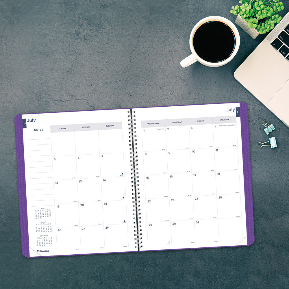Blueline Academic Monthly Planner, DuraFlex, 2026-2027, English Assorted CA701V.ASX CA701V.PUR #colour_purple