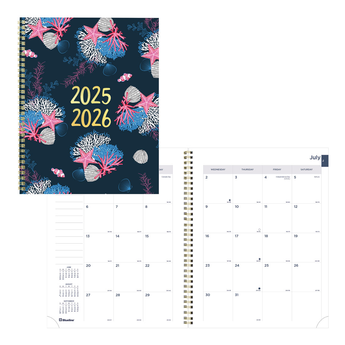 Academic Monthly Planner, Under the Sea, 2025-2026, Blueline CA714PH-26 #colour_starfish