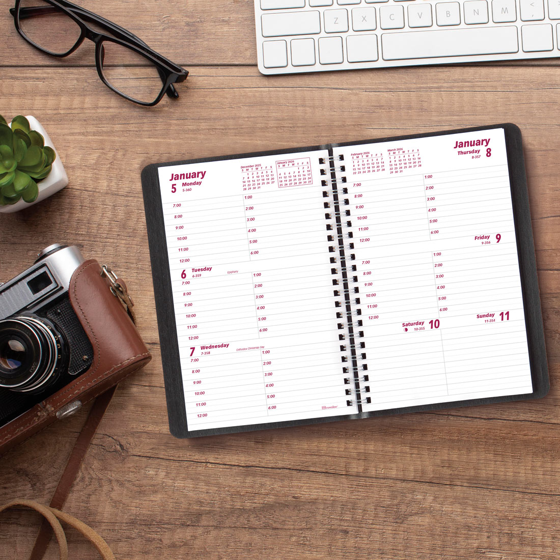 Brownline Essential Weekly Planner 2026, English, Black CB100.BLK-26