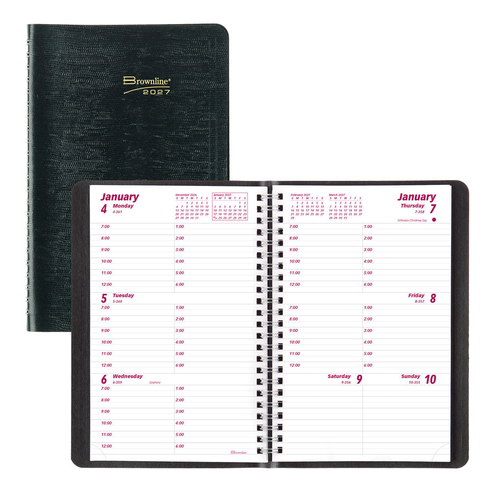 Essential Weekly Appointment Book, 2027, English, Black CB100.BLK-27 Brownline Canada