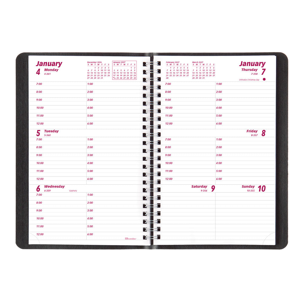 Essential Weekly Appointment Book, 2027, English, Black CB100.BLK-27 Brownline Canada
