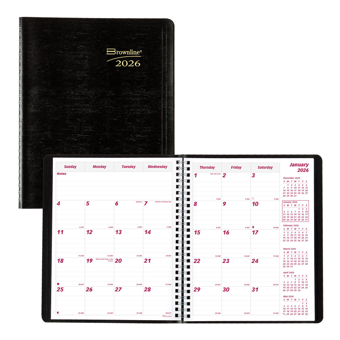 Brownline Essential Monthly Planner 2026, English, Black CB1200.BLK-26